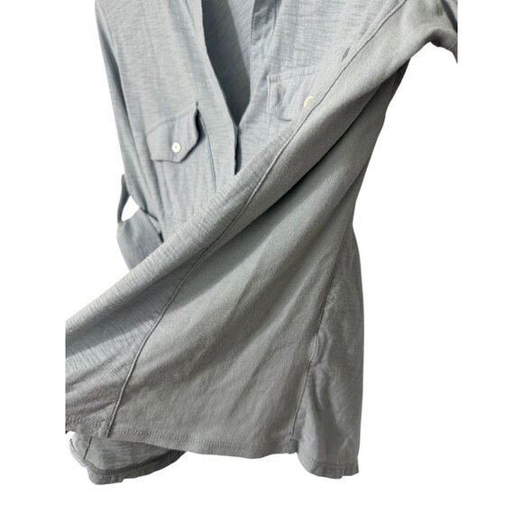 James Perse Contrast Panel Shirt Top Roll Tab 3/4 Sleeve Blue Gray Size 4 / XL - Picture 3 of 7